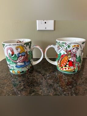 Alice in Wonderland Coffee Mugs by Paul Cardew Illustrated - Pair